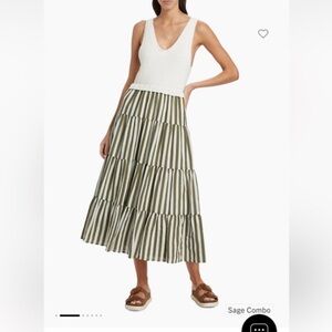 En Saison Olive and White Maxi Skirt